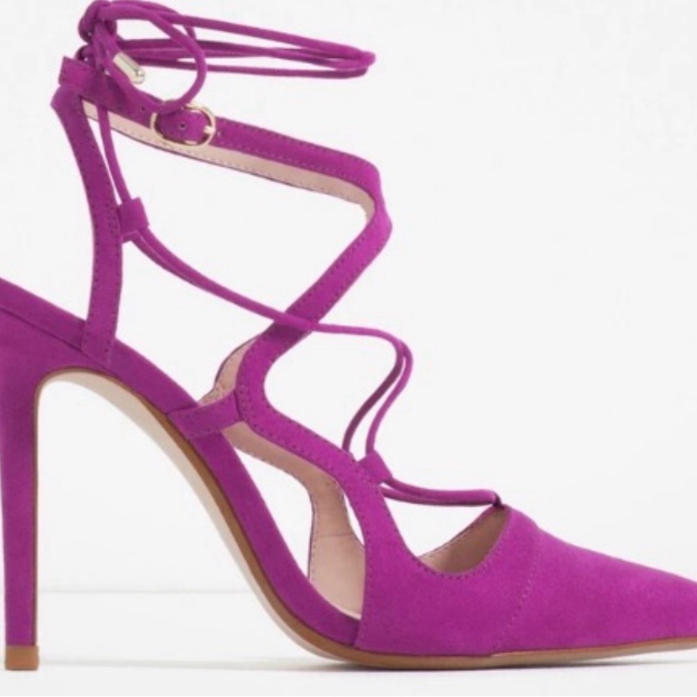 Zara Bright Magenta Strappy Pointed-Toe High Heels